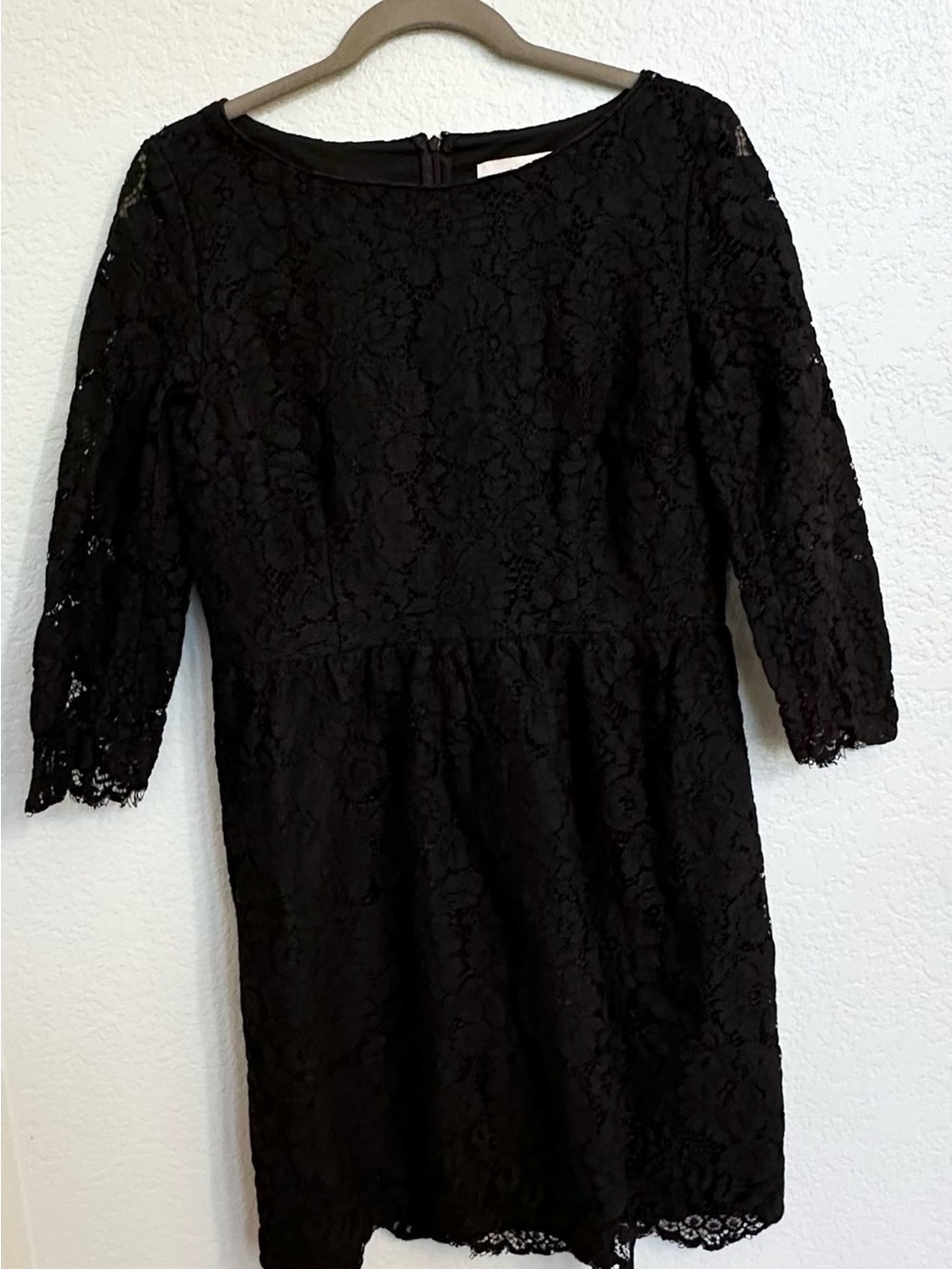 LOFT Black Floral Lace Fit & Flare Dress Size 8